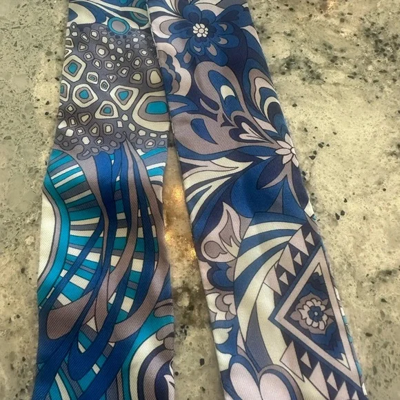 Hermes Blue and Purple Floral Twilly handbag ribbon  display picture 2